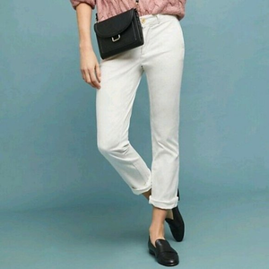 Anthropologie Chino Multi Speckled Raibow Splatter White Rolled up Pants‎ Jeans